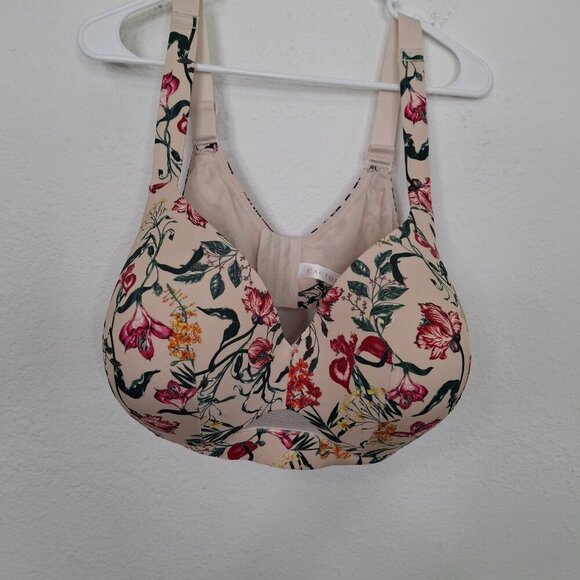 Cacique Lightly Lined Full Coverage Floral Demi Bra Sz 44D Underwire Whimsigoth - Picture 6 of 14